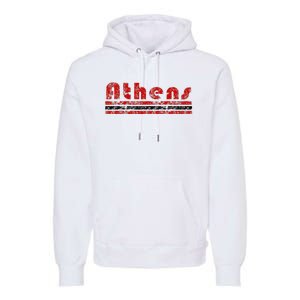 Athens Georgia Retro Three Stripe Weathered Premium Hoodie