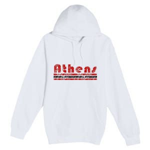 Athens Georgia Retro Three Stripe Weathered Premium Pullover Hoodie