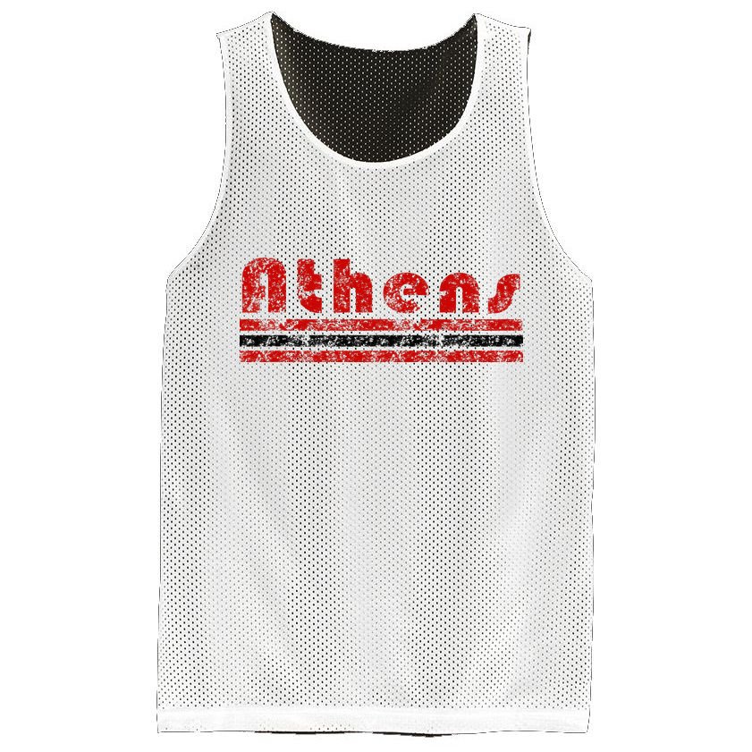 Athens Georgia Retro Three Stripe Weathered Mesh Reversible Basketball Jersey Tank