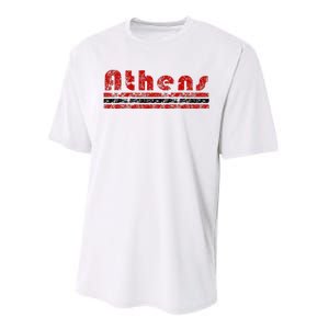 Athens Georgia Retro Three Stripe Weathered Performance Sprint T-Shirt