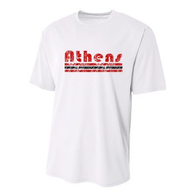 Athens Georgia Retro Three Stripe Weathered Youth Performance Sprint T-Shirt