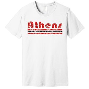 Athens Georgia Retro Three Stripe Weathered Premium T-Shirt