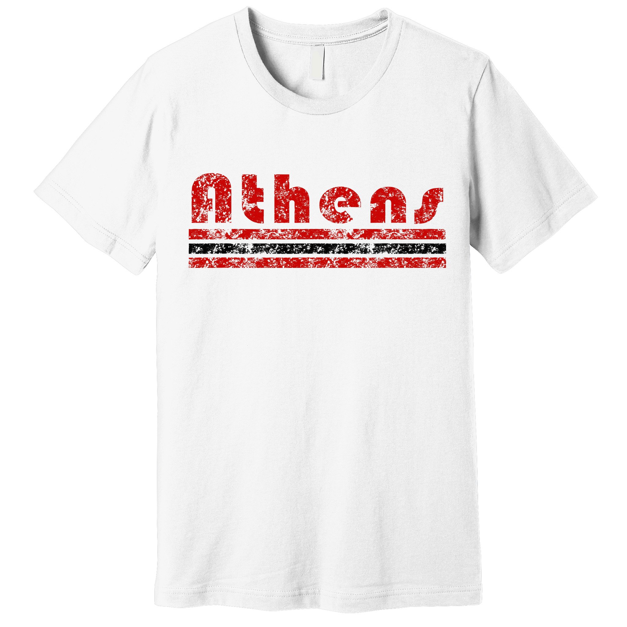 Athens Georgia Retro Three Stripe Weathered Premium T-Shirt