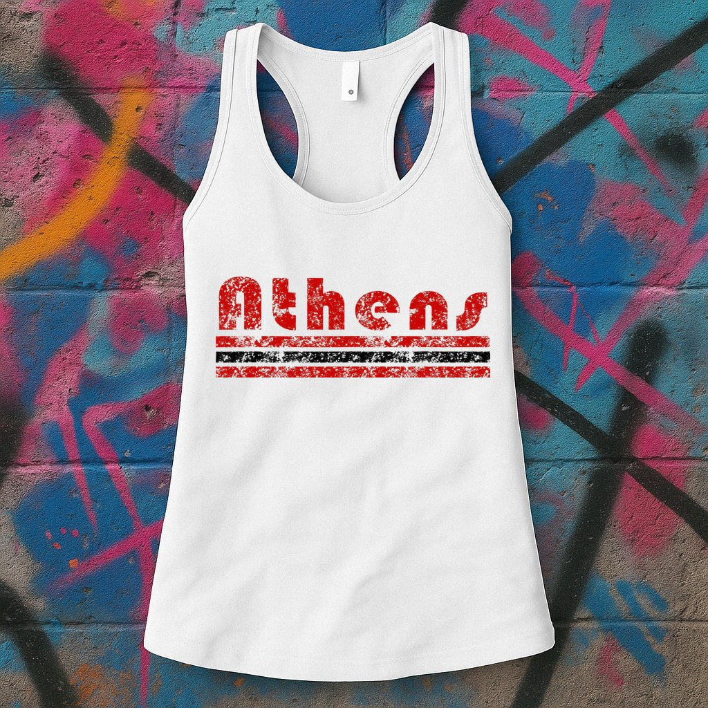 Athens Georgia Retro Three Stripe Weathered Womens Tank Top