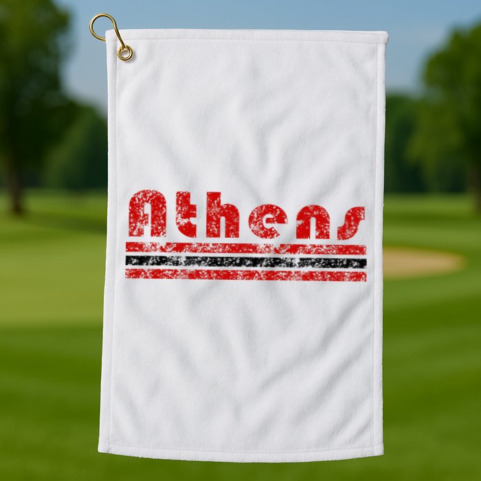 Athens Georgia Retro Three Stripe Weathered Golf Towel