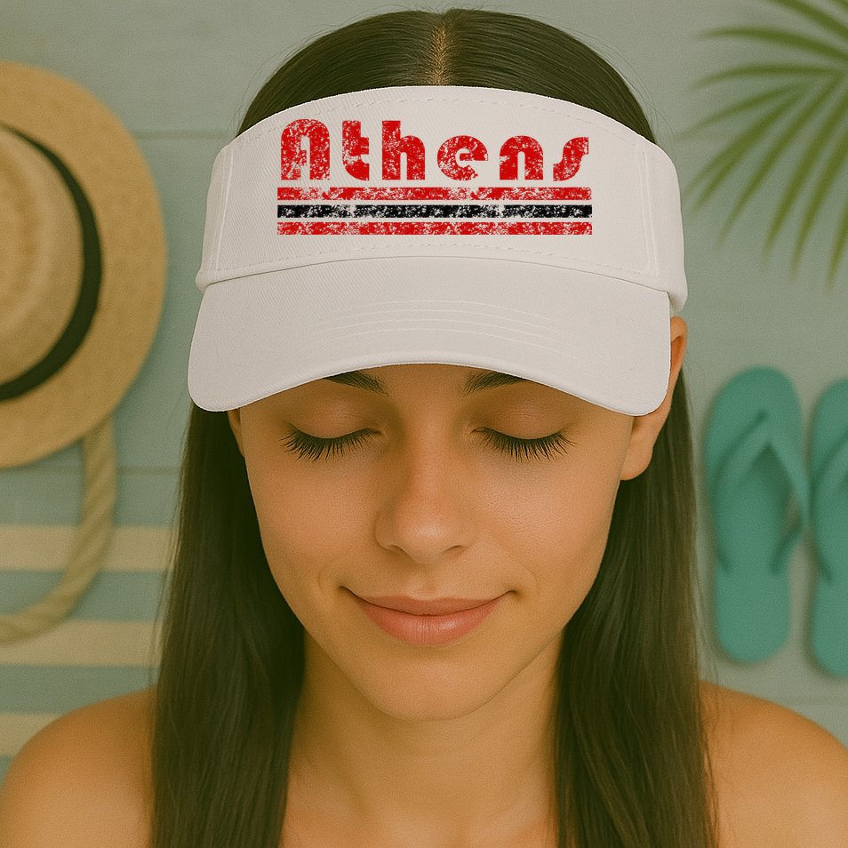 Athens Georgia Retro Three Stripe Weathered Visor