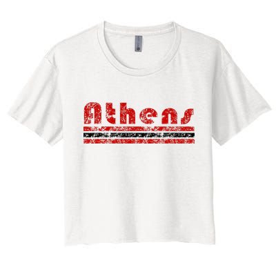 Athens Georgia Retro Three Stripe Weathered Crop Top