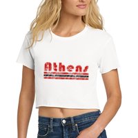 Athens Georgia Retro Three Stripe Weathered Crop Top