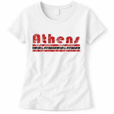 Athens Georgia Retro Three Stripe Weathered Womens T-Shirt