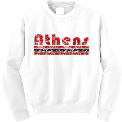 Athens Georgia Retro Three Stripe Weathered Kids Sweatshirt