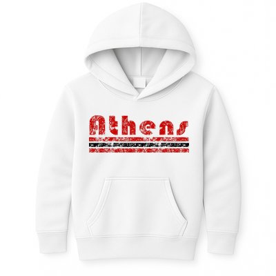 Athens Georgia Retro Three Stripe Weathered Kids Hoodie
