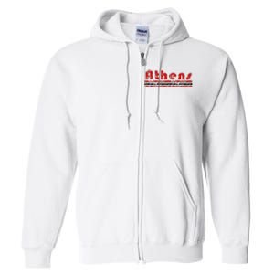 Athens Georgia Retro Three Stripe Weathered Full Zip Hoodie