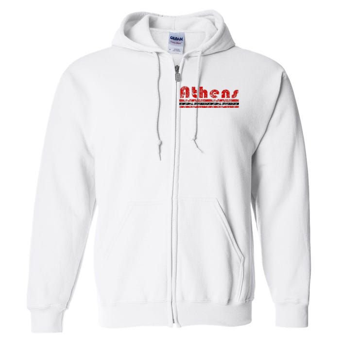 Athens Georgia Retro Three Stripe Weathered Full Zip Hoodie