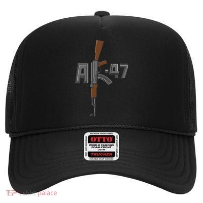 Akgreat Gift47 Rifle Gun K Design Assault Ak47 Gun Owner Funny Gift Funny Gift High Crown Mesh Back Trucker Hat