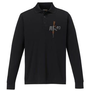 Akgreat Gift47 Rifle Gun K Design Assault Ak47 Gun Owner Funny Gift Funny Gift Performance Long Sleeve Polo