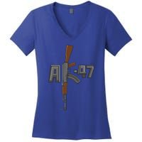 Akgreat Gift47 Rifle Gun K Design Assault Ak47 Gun Owner Funny Gift Funny Gift Women's V-Neck T-Shirt