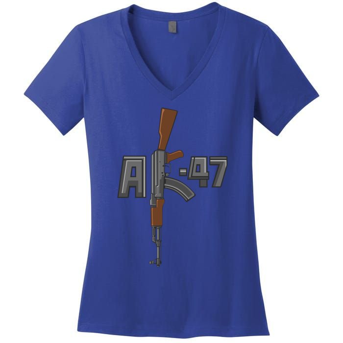 Akgreat Gift47 Rifle Gun K Design Assault Ak47 Gun Owner Funny Gift Funny Gift Women's V-Neck T-Shirt