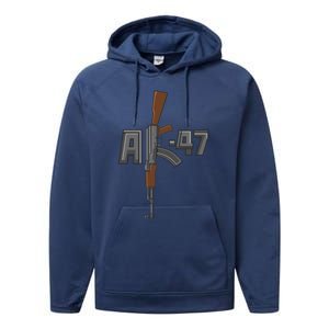 Akgreat Gift47 Rifle Gun K Design Assault Ak47 Gun Owner Funny Gift Funny Gift Performance Fleece Hoodie