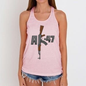 Akgreat Gift47 Rifle Gun K Design Assault Ak47 Gun Owner Funny Gift Funny Gift Women's Knotted Racerback Tank