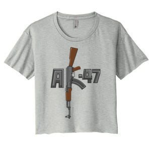 Akgreat Gift47 Rifle Gun K Design Assault Ak47 Gun Owner Funny Gift Funny Gift Women's Crop Top Tee