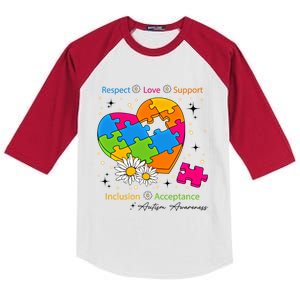 Autism Gift Respect Love Support Autism Awareness Gift Kids Colorblock Raglan Jersey