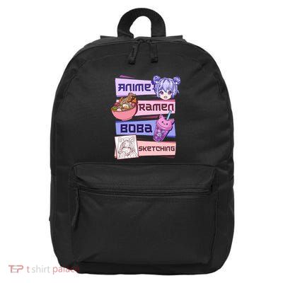 Anime Girl Ramen Boba Tea Bubble Tea Sketching 16 in Basic Backpack
