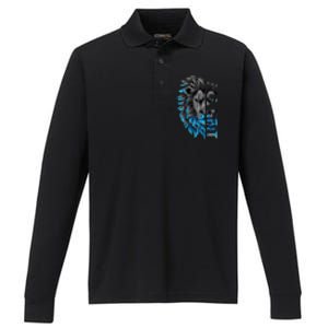 All Grit Retro Lion Lover Performance Long Sleeve Polo