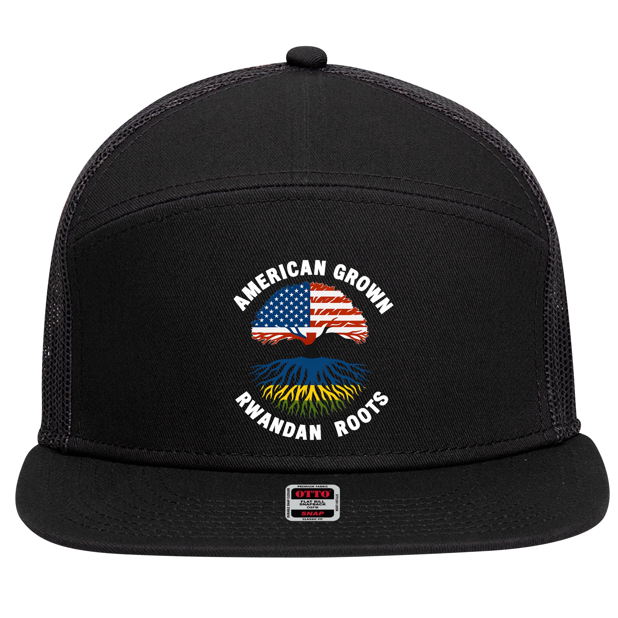 American Grown Rwandan Roots 7 Panel Mesh Trucker Snapback Hat