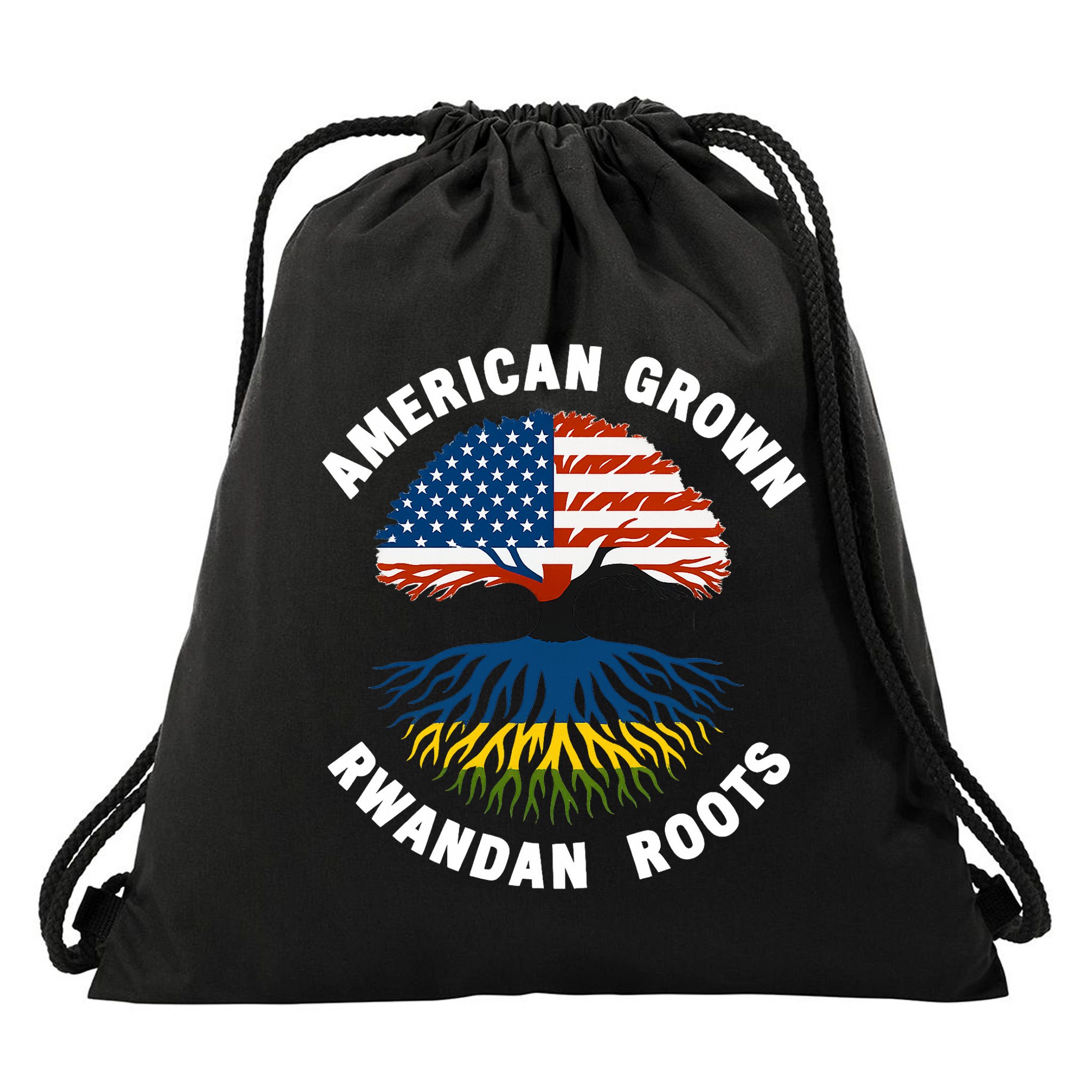 American Grown Rwandan Roots Drawstring Bag