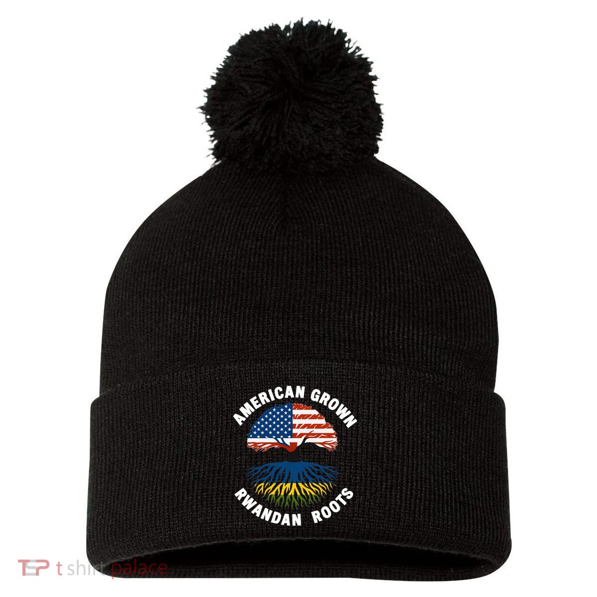 American Grown Rwandan Roots Pom Pom 12in Knit Beanie