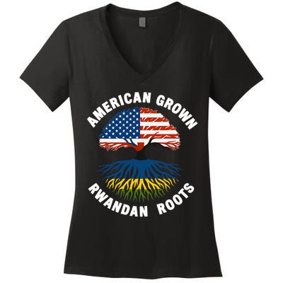 American Grown Rwandan Roots Women's V-Neck T-Shirt