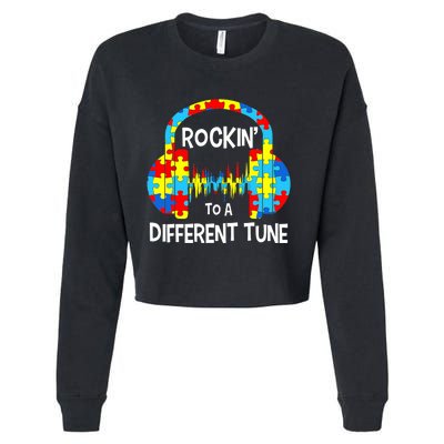 Autism Game Rocking To A Different Tune For Gamer Boys Cropped Pullover Crew