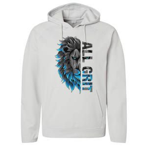 All Grit Retro Lion Lover Performance Fleece Hoodie