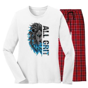 All Grit Retro Lion Lover Women's Long Sleeve Flannel Pajama Set 