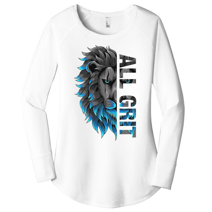 All Grit Retro Lion Lover Women's Perfect Tri Tunic Long Sleeve Shirt