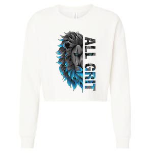 All Grit Retro Lion Lover Cropped Pullover Crew