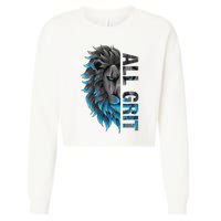 All Grit Retro Lion Lover Cropped Pullover Crew