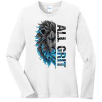 All Grit Retro Lion Lover Ladies Long Sleeve Shirt