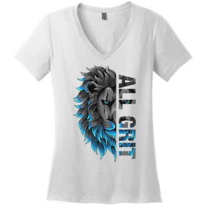 All Grit Retro Lion Lover Women's V-Neck T-Shirt