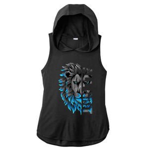 All Grit Retro Lion Lover Ladies PosiCharge Tri-Blend Wicking Draft Hoodie Tank