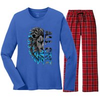 All Grit Retro Lion Lover Women's Long Sleeve Flannel Pajama Set 