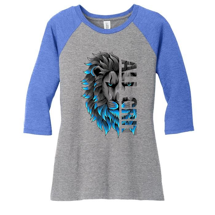 All Grit Retro Lion Lover Women's Tri-Blend 3/4-Sleeve Raglan Shirt