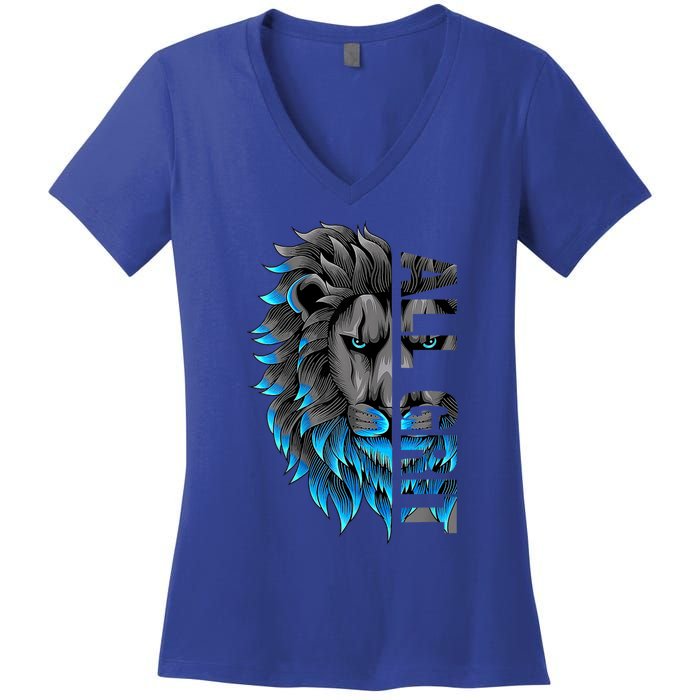 All Grit Retro Lion Lover Women's V-Neck T-Shirt