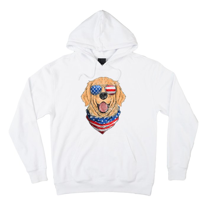 American Golden Retriever USA Flag 4th Of July Dad Mom Kids Hoodie