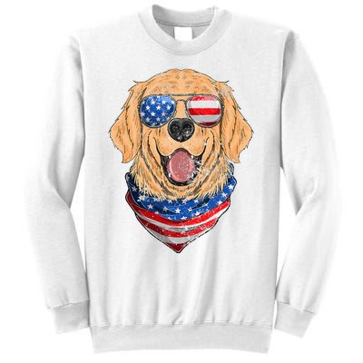 American Golden Retriever USA Flag 4th Of July Dad Mom Kids Sweatshirt