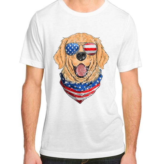 American Golden Retriever USA Flag 4th Of July Dad Mom Kids Adult ChromaSoft Performance T-Shirt