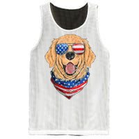 American Golden Retriever USA Flag 4th Of July Dad Mom Kids Mesh Reversible Basketball Jersey Tank