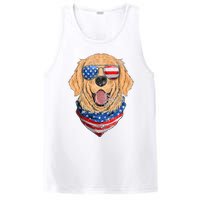 American Golden Retriever USA Flag 4th Of July Dad Mom Kids PosiCharge Competitor Tank