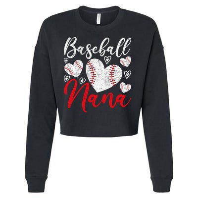 American Game Retired Baseball Nana Grandmother Baseball Mother's Day Cropped Pullover Crew