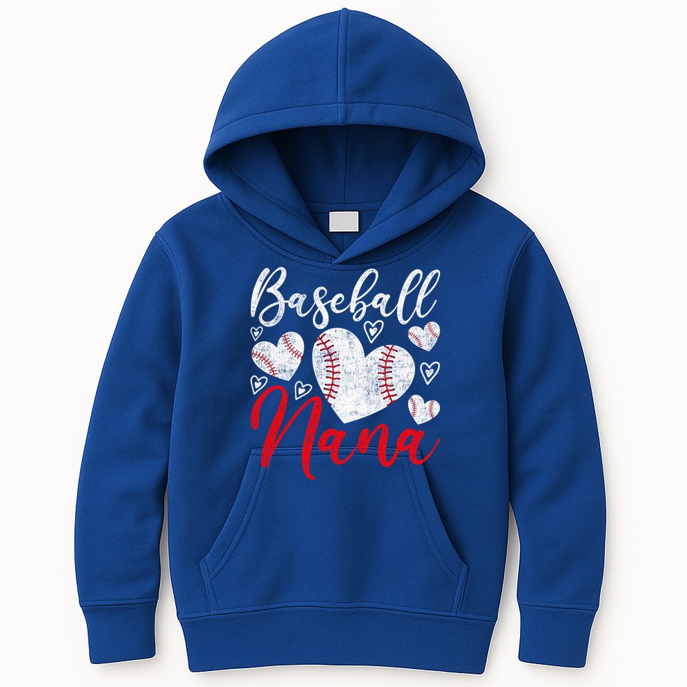 American Game Retired Baseball Nana Grandmother Baseball Mother's Day Kids Hoodie
